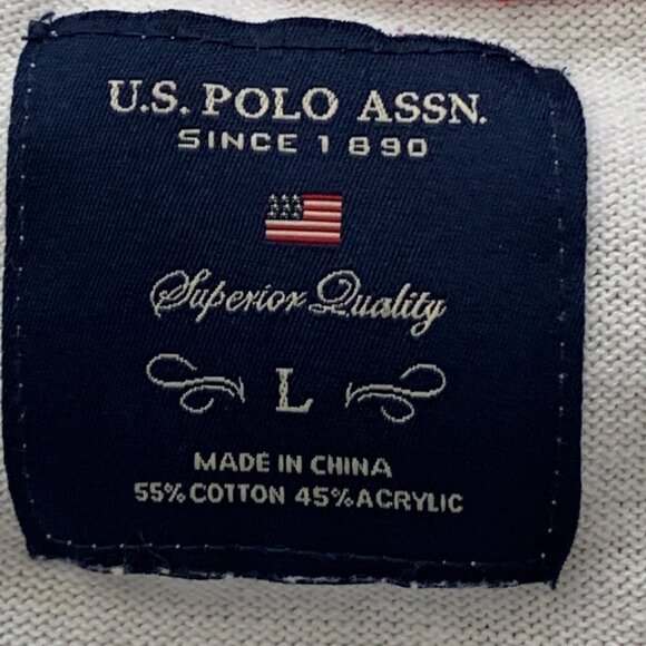 US Polo Assn White V-Neck Sweater Sz Juniors L #68A - Picture 7 of 9